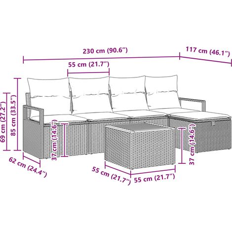 Maison Exclusive - Set Divano da Giardino 6 pz Grigio Poly Rattan (1/5)