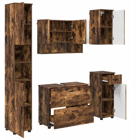 Maison Exclusive - Badezimmermöbel-Set 5 stk. Geräucherte Eiche 3 (1/5)