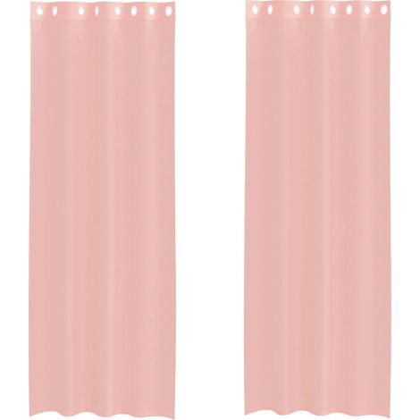 Maison Exclusive - Voile Vorhänge mit Ösen 2 Stk. Rosa 140x260 cm