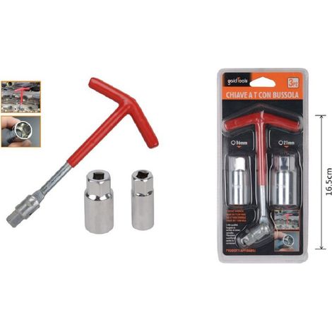 Kaela - Set 3 Pz Chiave A T Con Snodo Con Doppia Bussola Svita Candele 16 – 21 Mm 91636 - (1/2)