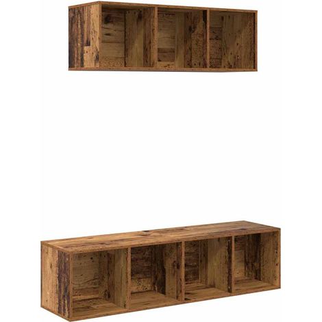 Maison Exclusive - TV-Schrankset Wandmontiert 2 pcs Altholz Holzw