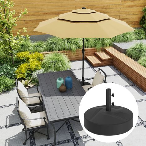 Sonnenschirmständer bis 30 kg befüllbar Schirmständer Rund Schirmhalter für Sonnenschirm 36/38/48mm Schwarz