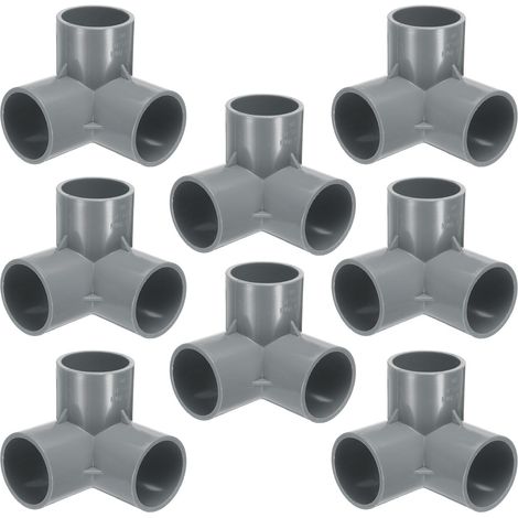 8Pcs PVC Pipe Fittings 3 Way 1-1/2" Tee Elbow Connector Pipe Furniture Construction Grade 90 Degree Elbow Fitting for Sewer Plumbing Drain Supply, Grey (1/5)
