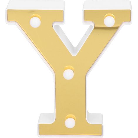 Lampe alphabet Y en or, décoration intérieure pour mariage, anniversaire, demande en mariage, blanc chaud, arrangement lumineux. (1/5)