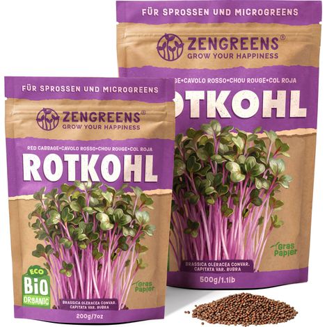 Bio Keimsaat Rotkohl 500 g Sprossen und Microgreens ZenGreens (1/5)