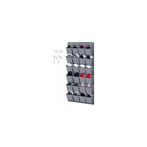 Organizador de zapatos para colgar en la puerta con 24 bolsillos, bolsa plegable para guardar zapatos con ganchos, color gris lino - Crezuo (1/4)