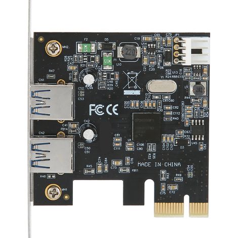Carte d'extension USB 3.0 à 2 ports, vitesse 5 Gbit/s, carte PCIe, adaptateur de conversion haute vitesse pour ordinateur (1/5)