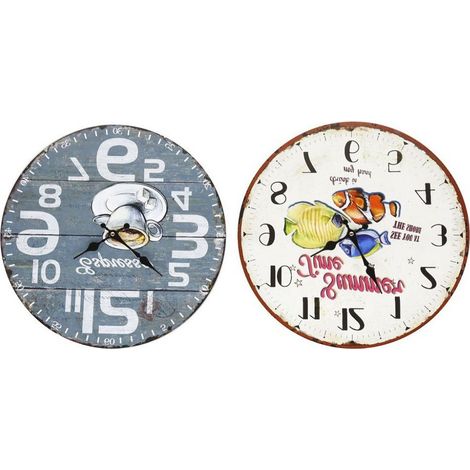 TrAdE Shop Traesio - Orologio In Legno Da Parete Rotondo Analogico Vintage Retro' Casa Cucina 218690 - (1/3)