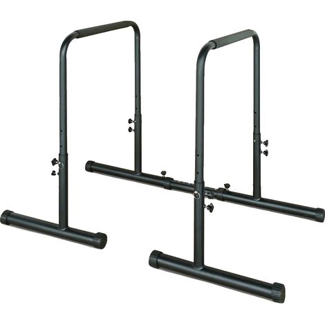 Barras paralelas para gimnasio en casa, altura ajustable, acero resistente, color negro. (1/2)