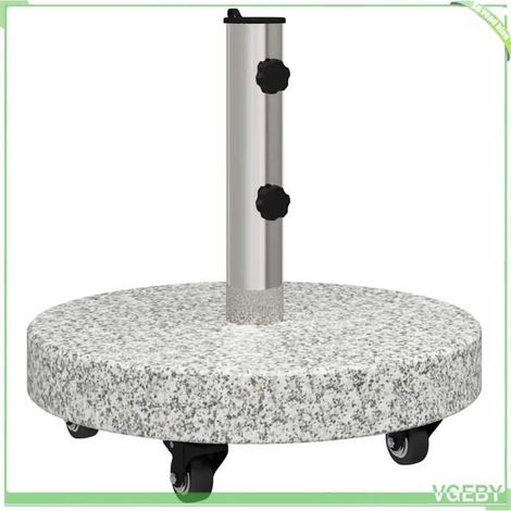 Pied de parasol - FAFEICY - 42006583 - Gris mat - Granit & acier inoxydable - Roulable 45x45x45 cm (1/5)