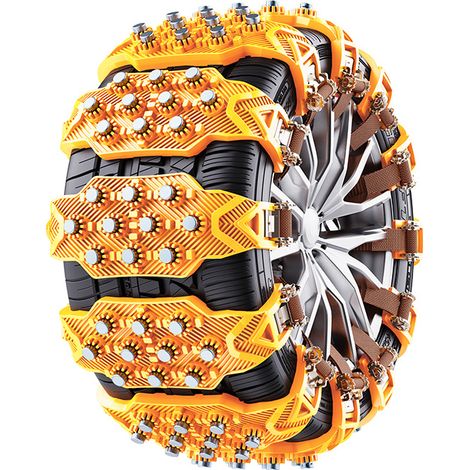 Kit de 8 chaînes à neige universelles d'urgence pour voitures, fourgonnettes et VUS - Réglables, compatibles avec les pneus de 165 mm à 245 mm de large - Faciles à installer et à retirer - Jaune Kit (1/5)