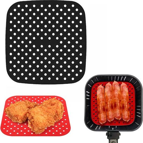 Tapis de friteuse à air en silicone Airware, coussinet en silicone, revêtement de friteuse à air en silicone, coussin isolant thermique en silicone. (1/5)