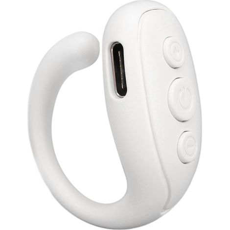 Télécommande Bluetooth pour tourner les pages, molette de défilement pour nouvel appareil photo, enregistrement vidéo, déclencheur selfie, télécommande au doigt (blanche) - Happy