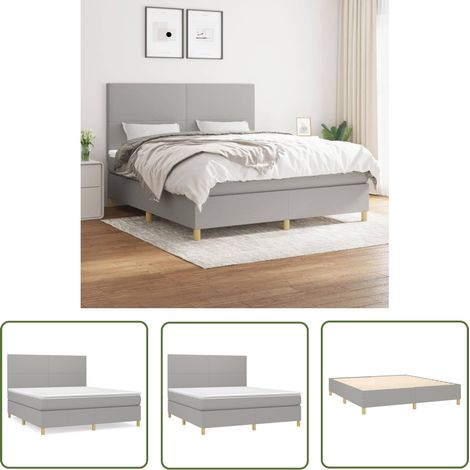 The Living Store Boxspringbett mit Matratze Hellgrau 160x200 cm Stoff - Boxspringbett - Betten - Schlafräume - Doppelbett - Hellgraues Bett (1/5)