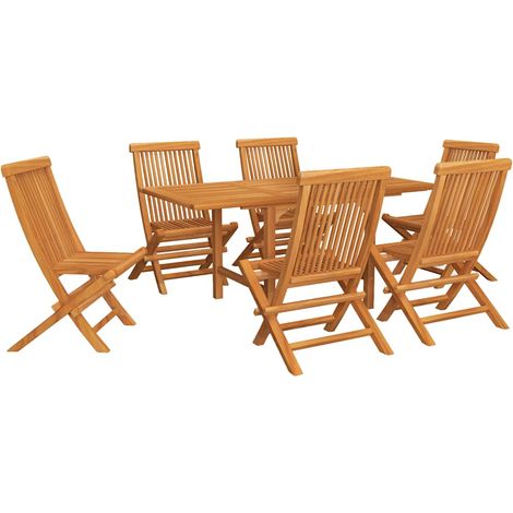 Maison Exclusive - 7-tlg. Garten-Essgruppe Massivholz Teak (1/5)