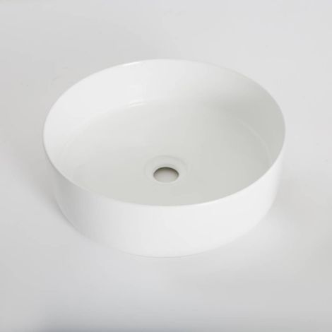 Milano Art White Ceramic Round Countertop Bathroom Basin Sink - 395mm (1/5)