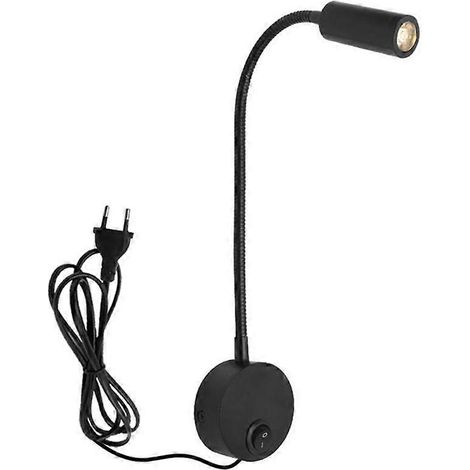 Lampe de lecture murale, applique murale avec tuyau, lampe de chevet avec interrupteur, style minimaliste (noir, prise UE) (1/4)
