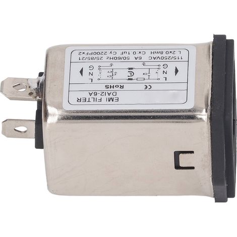 Prise anti-parasitage DAI2-6A avec filtre EMI, fusible unique 2 en 1, 115/250 V 50/60 Hz, adaptée aux téléviseurs à écran plat, aux terminaux de point de vente et aux fauteuils de massage. (1/5)