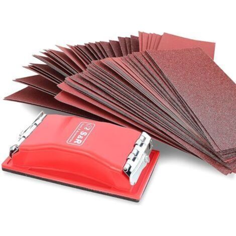 Lot de 80 feuilles de papier de verre pour ponceuses à main + blocs de ponçage, chacune avec grains, 10 pièces : P 40/60/80/120/180/240/320/400 feuilles, adaptées aux ponceuses à main