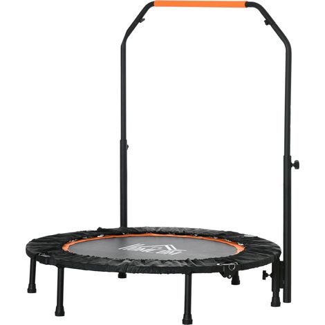 Mini trampolín fitness plegable de 102 cm con barra регулируable en 4 alturas, acero, negro, HOMVRA (1/5)
