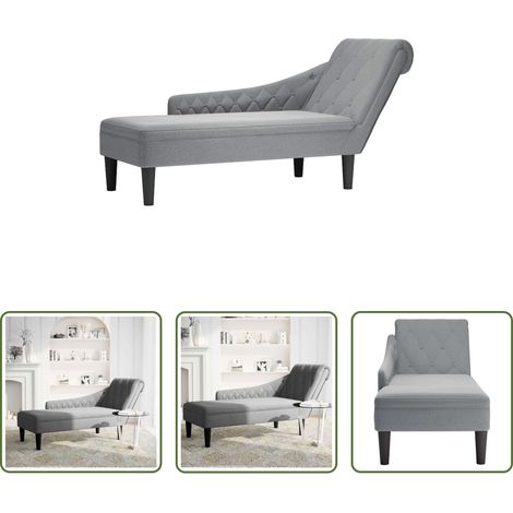 vidaXL Tumbona con almohada y reposabrazo derecho tela gris claro (1/5)