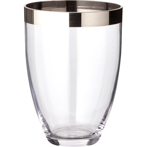 Vase décoratif Charlotte H 20 cm Ø 15 cm en Verre Bord Platine (1/5)
