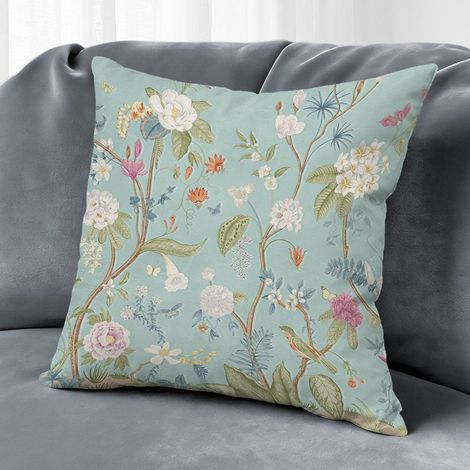 Housse de coussin floral papillon été, décoration maison rustique,50×50cm (1/5)