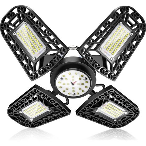 Lampes de garage à LED,120W éclairage d'atelier E27 E26 11200Lm avec quatre panneaux réglables,éclairage de plafond LED pour garage,entrept,atelier,sous-sol,salle de sport,cuisine (1/5)