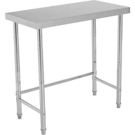 Table de Travail en Inox 46x91x89cm avec Roulettes et Pieds Réglables, Plan de Travail Robuste Certifié NSF (1/5)