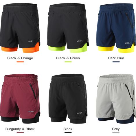 Short de course 2 en 1 pour hommes, séchage rapide, respirant, entraînement actif, exercice, Jogging, Marathon, Cycle (1/5)