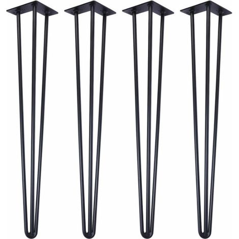 EASYCOMFORT 4pcs 20 cm(noir) Pieds Epingle DIY Pieds pour Table Pied de Chaise avec 20 Vis + 4 Protège Pieds (1/5)