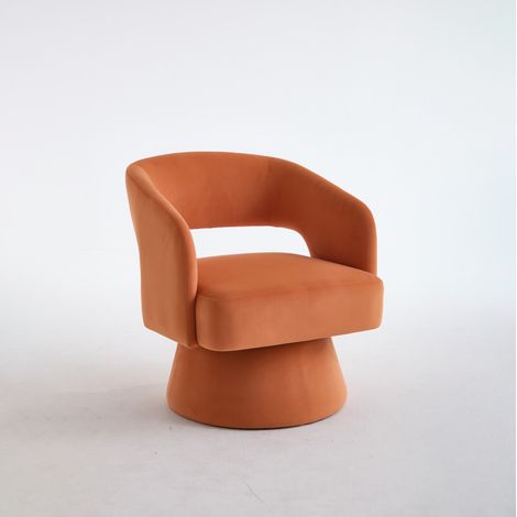 CHICFURN Sillón giratorio 360° 68x66x75 cm, chenilla naranja, respaldo abierto (1/5)