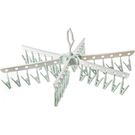 Cintre à sous-vêtements en plastique avec 36 pinces, cintre portable en plastique, cintre égouttoir, rotatif et pliable, utilisé pour suspendre les s (1/5)