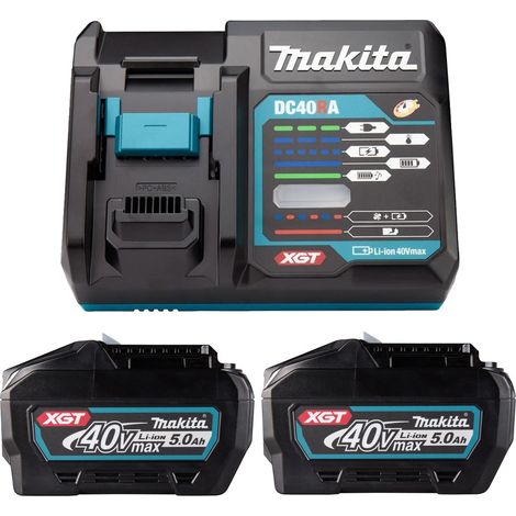 Makita BL4050F X2 40V Max 5Ah XGT Battery + DC40RA Rapid Dual Port Charger (1/5)