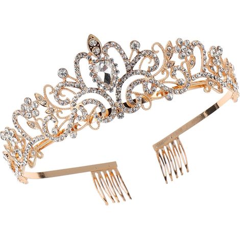 Decorative Crown with Comb, Alloy and Sparkling Stones, Wedding (1/5)