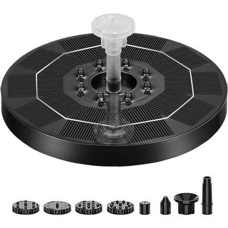 Pompe à fontaine solaire 3 W pour bain d'oiseaux avec batterie de secours 3,7 V 1200 mAh, pompe à fontaine flottante portable et autoportante pour jardin