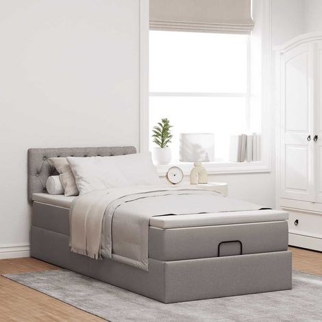 vidaXL Cadre de lit ottoman avec matelas taupe 80x200 cm tissu (1/5)