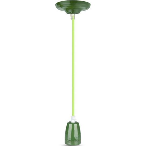 V-TAC Portalampada in Porcellana E27 (Max 60W) Colore Verde e Cavo in Corda (1/5)
