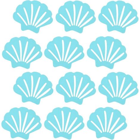 Lot de 12 autocollants antidérapants en forme de coquillage pour salle de bain, baignoire, piscine, bateau, sols et escaliers, avec grattoir (1/5)