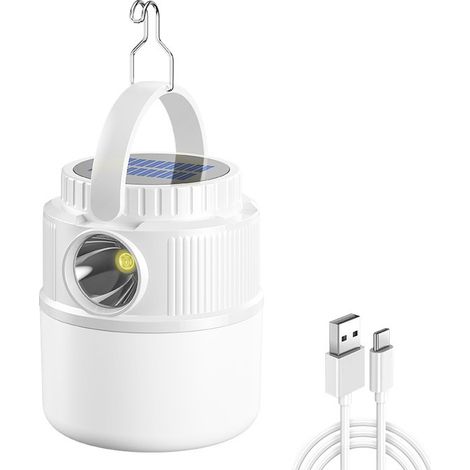 1 lumière solaire de camping de LED, rechargeable par USB, quatre modes, conception imperméable portable, nouvelle lumière extérieure multifonctionnelle de double LED, adaptée à la randonnée d'urgence (1/5)