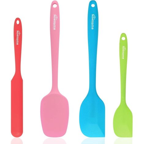 Silikon-Spatel-Set 4 Stück, Hitzebeständig, BPA-frei, nahtlos, Mehrfarbig