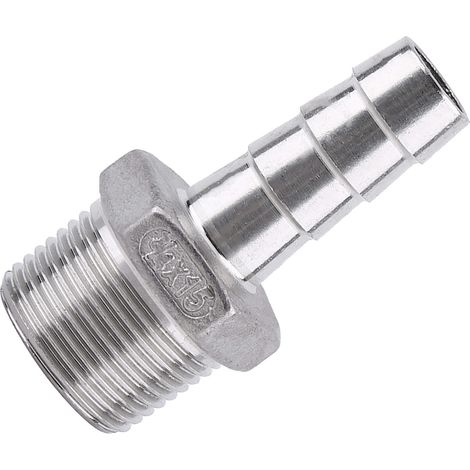 Raccord de tuyau mâle en acier inoxydable avec embout cannelé (3/4" x 15 mm) (1/5)