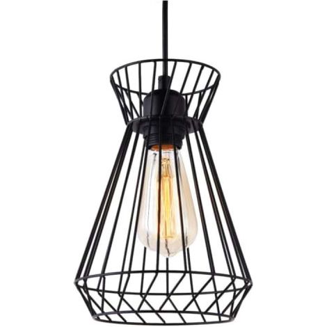 Plafoniera metallica e27 60w Colore Nero ø19x26x130cm EDM