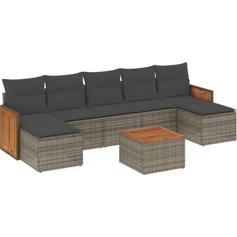 Maison Exclusive - 8-tlg. Garten-Sofagarnitur mit Kissen Grau Pol