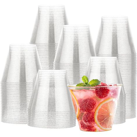 120 Gobelets,Paillettes Argentées,Plastique Dur,Réutilisables,255 ml,Fêtes (1/5)