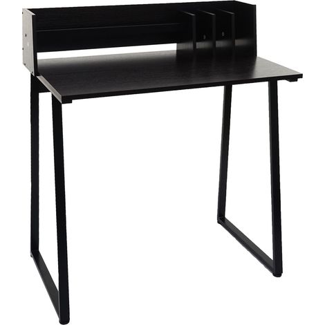 Bureau HHG-770, table pour ordinateur portable bureau, 82x51cm structure 3D, métal MDF, noir
