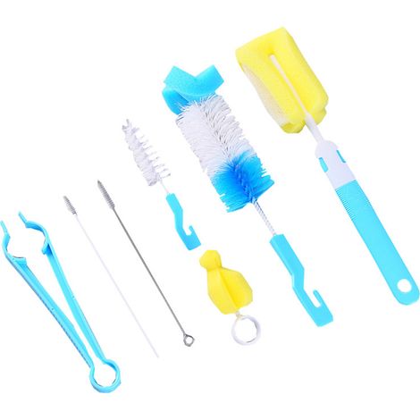 Lot de 7 goupillons, silicone, manche antidérapant, pailles, tétines, biberons (1/5)