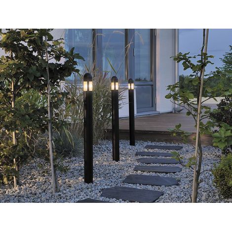 3er Set Wegeleuchte AMALFI schwarz mit Erdspieß, 10m Anschlusskabel, 12V Trafo (1/4)