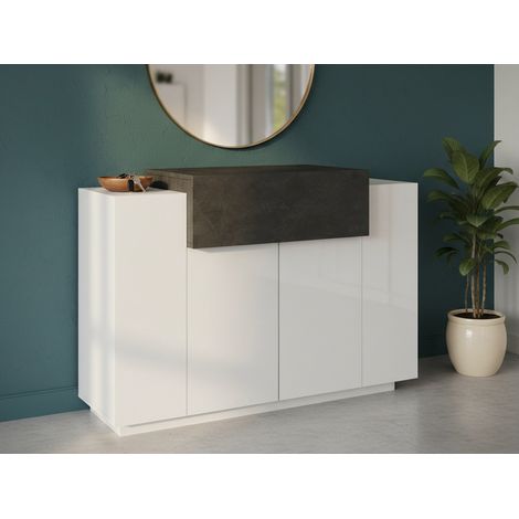 Scarpiera - 4 Ripiani 7 Vani, Bianco Lucido, -, 120x45x86h cm Tupiza (1/4)