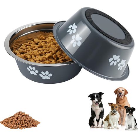 Bol Para Perro - Acero Inoxidable 304 - 21 Cm - 1560 Ml - Base Antideslizante - Para Perros Medianos Y Grandes Y Gatos - Pack De 2 (1/5)